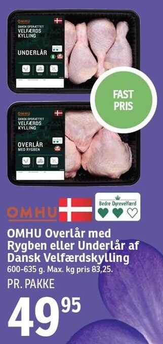 SPAR Omhu overlår med rygben eller underlår af dansk velfærdskylling tilbud
