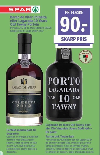 Barão de vilar colheita eller lagarada 10 years old tawny portvin