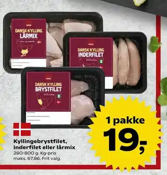 Kvickly Kyllingebrystfilet, inderfilet eller lårmix tilbud