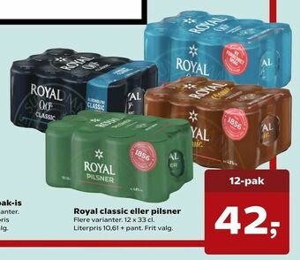 Kvickly Royal classic eller pilsner tilbud