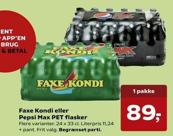 Faxe Kondi eller Pepsi Max PET flasker