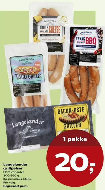 Kvickly Langelænder grillpølser tilbud
