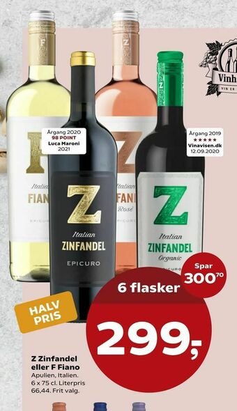 Kvickly Z Zinfandel eller F Fiano tilbud