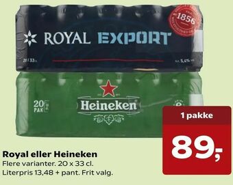 SuperBrugsen Royal eller Heineken tilbud