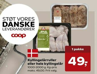 Kyllingelårruller eller hele kyllingelår