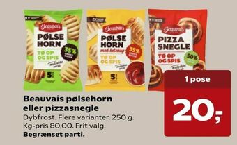 SuperBrugsen Beauvais pølsehorn eller pizzasnegle tilbud