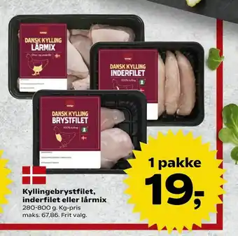 SuperBrugsen Kyllingebrystfilet, inderfilet eller lårmix tilbud