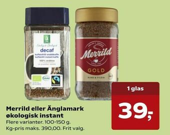 SuperBrugsen Merrild eller Änglamark økologisk instant tilbud