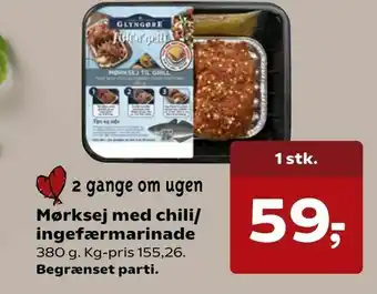 Mørksej med chili/ ingefærmarinade
