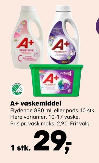 Kvickly A+ vaskemiddel tilbud