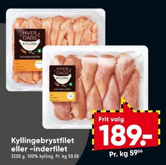 Bilka Kyllingebrystfilet eller -inderfilet tilbud