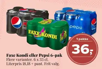 Faxe kondi eller pepsi 6-pak