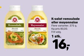SuperBrugsen K-salat remoulade eller mayonnaise tilbud
