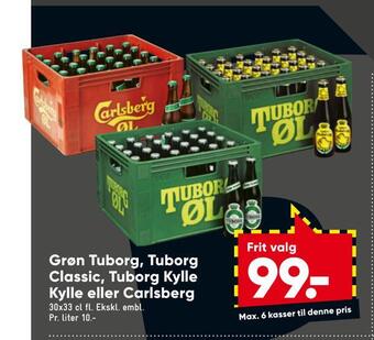 Bilka Grøn tuborg, tuborg classic, tuborg kylle kylle eller carlsberg tilbud