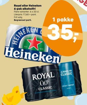 Kvickly Royal eller heineken alkoholfri tilbud