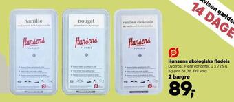 SuperBrugsen Hansens økologiske flødeis tilbud