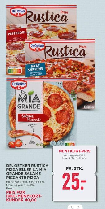 Dr. oetker rustica pizza eller la mia grande salame piccante pizza