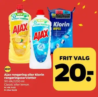 Ajax rengøring eller klorin rengøringsservietter