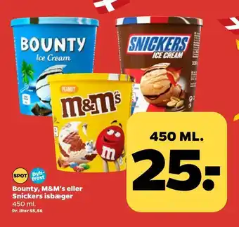 Bounty, m&m's eller snickers isbæger