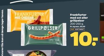 Netto Frankfurter med ost eller grillpølser tilbud