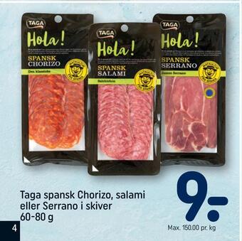 REMA 1000 Taga spansk chorizo, salami eller serrano i skiver tilbud