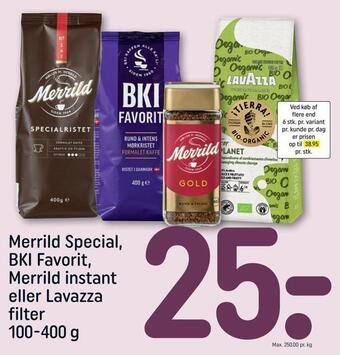 Merrild special, bki favorit, merrild instant eller lavazza filter