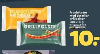 Netto Frankfurter med ost eller grillpølser tilbud