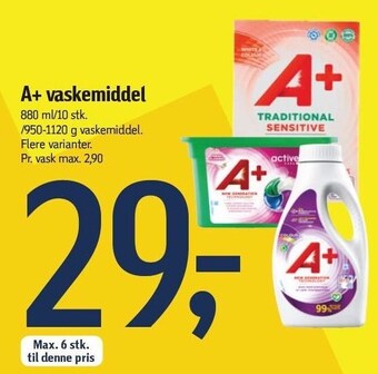 Føtex A+ vaskemiddel tilbud