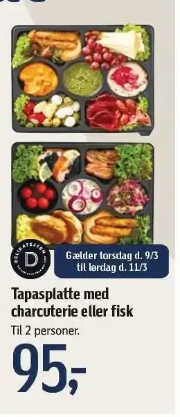 Føtex Tapasplatte med charcuterie eller fisk tilbud