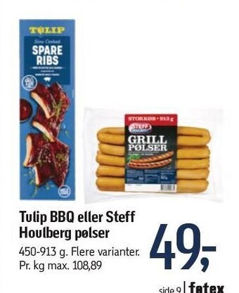 Føtex Tulip bbq eller steff houlberg pølser tilbud
