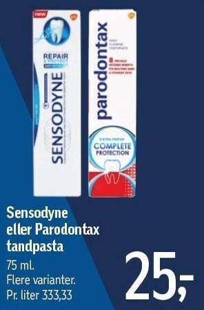 Sensodyne eller parodontax tandpasta