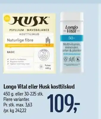 Longo vital el. husk kosttilskud
