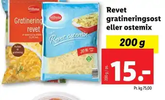Lidl Milbona Revet Gratineringsost eller Ostemix tilbud