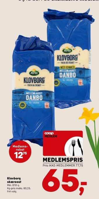SuperBrugsen Klovborg skæreost danbo mellemlagret 45+ tilbud