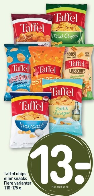 REMA 1000 Taffel chips eller snacks tilbud