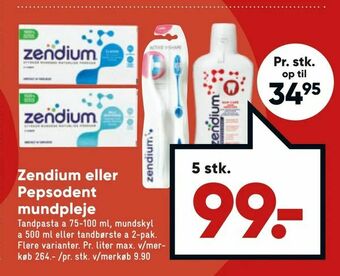 Bilka Zendium eller Pepsodent mundpleje tilbud