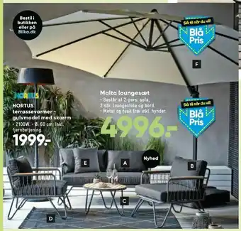 Bilka HORTUS terrassevarmer - gulvmodel med skærm tilbud