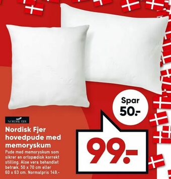 Bilka Nordisk Fjer hovedpude med memoryskum tilbud