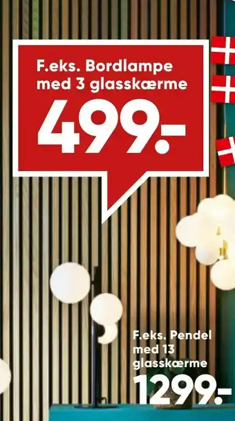 Bilka Bordlampe med 3 glasskærme tilbud
