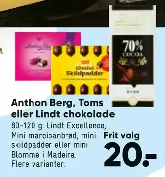 Bilka Anthon Berg, Toms eller Lindt chokolade tilbud