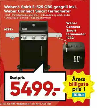 Bilka Weber® Spirit E-325 GBS gasgrill inkl. Weber Connect Smart termometer tilbud