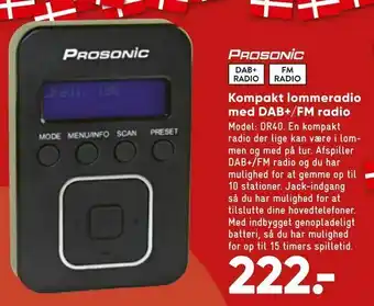 Kompakt lommeradio med DAB+/FM radio