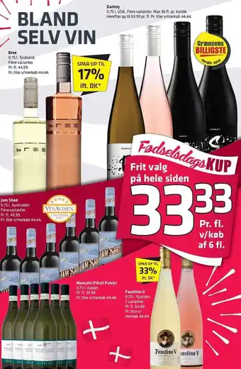Fleggaard Bree, darkny, jam shed, moscato d'asti patriz i eller faustino v tilbud