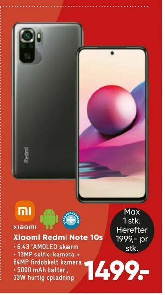 Bilka Xiaomi Redmi Note 10s tilbud