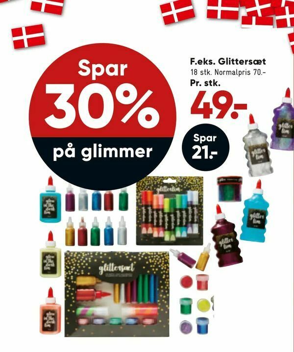 Glittersæt tilbud hos Bilka