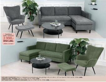 Daells Bolighus Sættilbud sofa + lænestol m/skammel tilbud