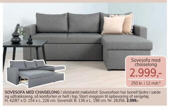 Daells Bolighus Sovesofa med chaiselong tilbud