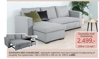 Daells Bolighus Sovesofa med chaiselong tilbud