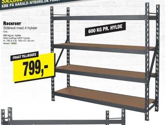 Stålreol med 4 hylder