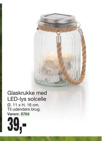 Harald Nyborg Glaskrukke med led-lys solcelle tilbud